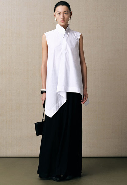 ZHUCHONGYUN black mulberry silk and linen blend drape knitted skirt-AIR.
