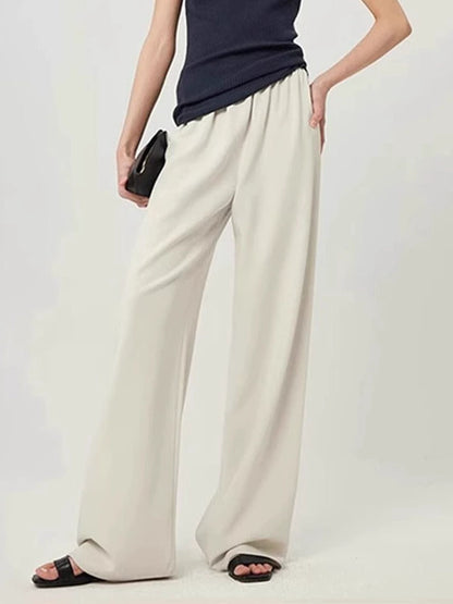 NOTHING WRITTEN  triacetate wrinkle long leg one-piece air pants-IRIS.