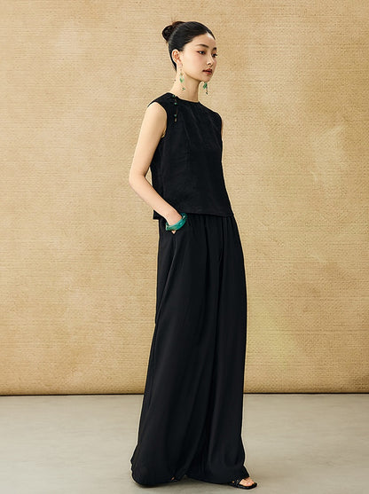 HECO Chinese Diagonal Jacquard Round Neck Vest - HOVER.