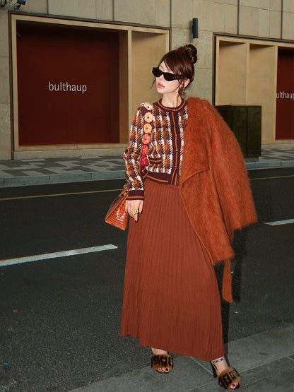 SUN YUER Knitted off-shoulder top and high-end skirt set - GENEVA