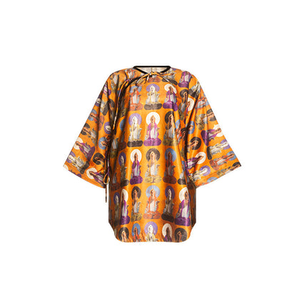 TUYUE Dunhuang mural printed Chinese morning long-sleeved robe- BENNY.