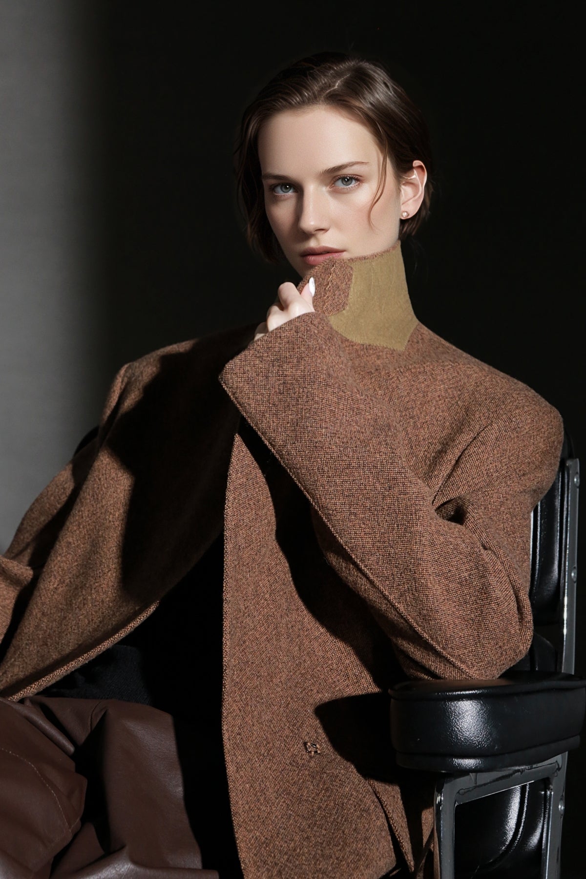 PIAOIN Retro Blazer Wool Jacket Women's Niche Suit Top Commuter Versatile- BEX