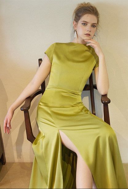GOUDIN bridal short sleeves slim light luxury evening dress -TIAM.