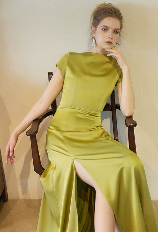 GOUDIN bridal short sleeves slim light luxury new evening dress -TIAM.