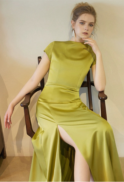 GOUDIN bridal short sleeves slim light luxury new evening dress -TIAM.