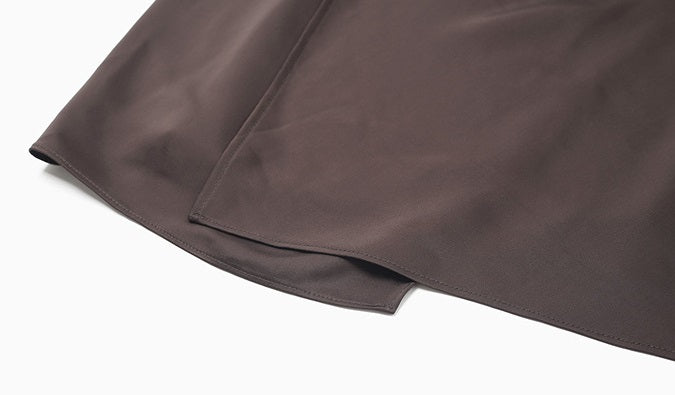 ZHUCHONGYUN Brown long-sleeve midi wrap dress-TRAIFY.