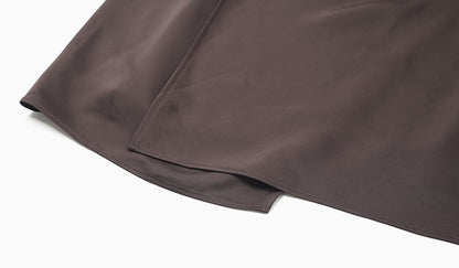 ZHUCHONGYUN Brown long-sleeve midi wrap dress-TRAIFY.