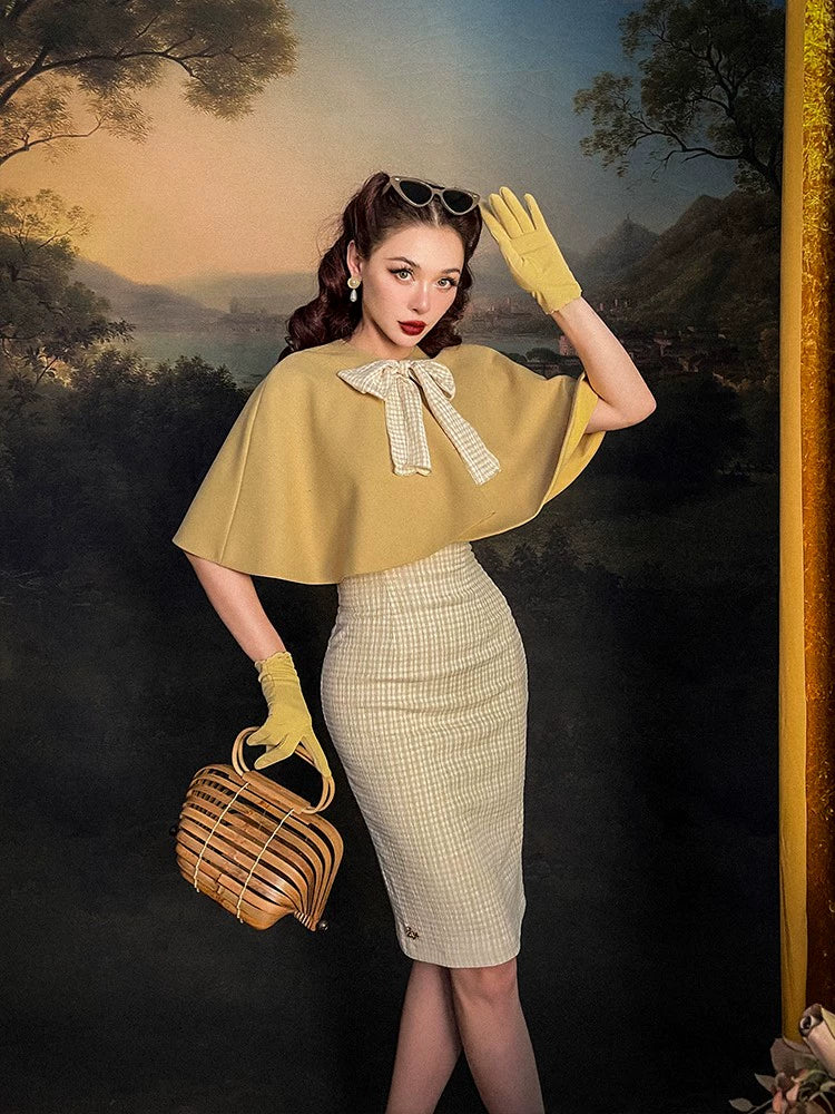 Le Palais multi-wear Fahburn style cape coat + slim skirt set- DANG