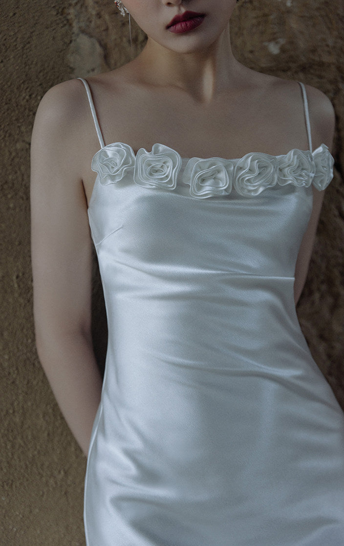 GOUDIN Women's elegant white small evening dress-VIM.