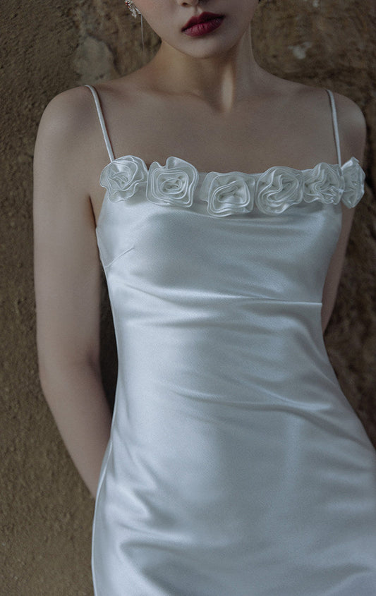 GOUDIN Women's elegant white small evening dress-VIM.
