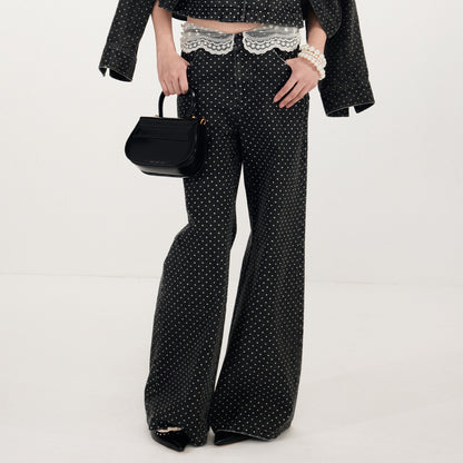 FAME Waist Polka Dot Denim Pants - CRISPIN
