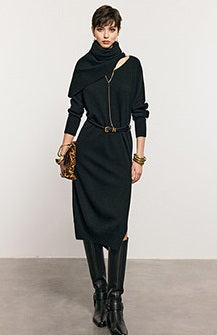 ANNASPEAK  Wool V-Neck Dress Shawl Knit Set Winter-KIKI.
