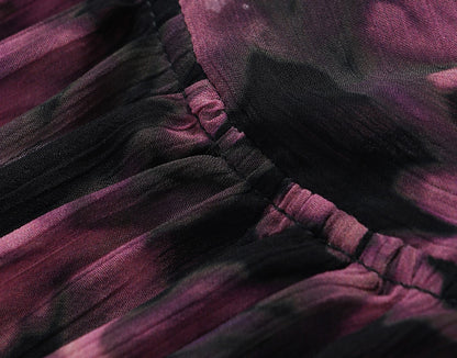 WANGXO | Stand Collar Shun Yu Wrinkled Print Sleeveless Ribbon Shirt -EVELINA.