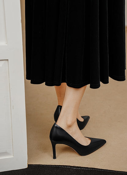 Pjjuu Black Professional Soft Leather Women's Stiletto pumps - DANIEL