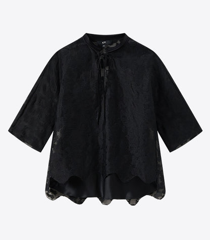 COMME MOI  summer women's silk embroidered half-sleeved top - EVE.