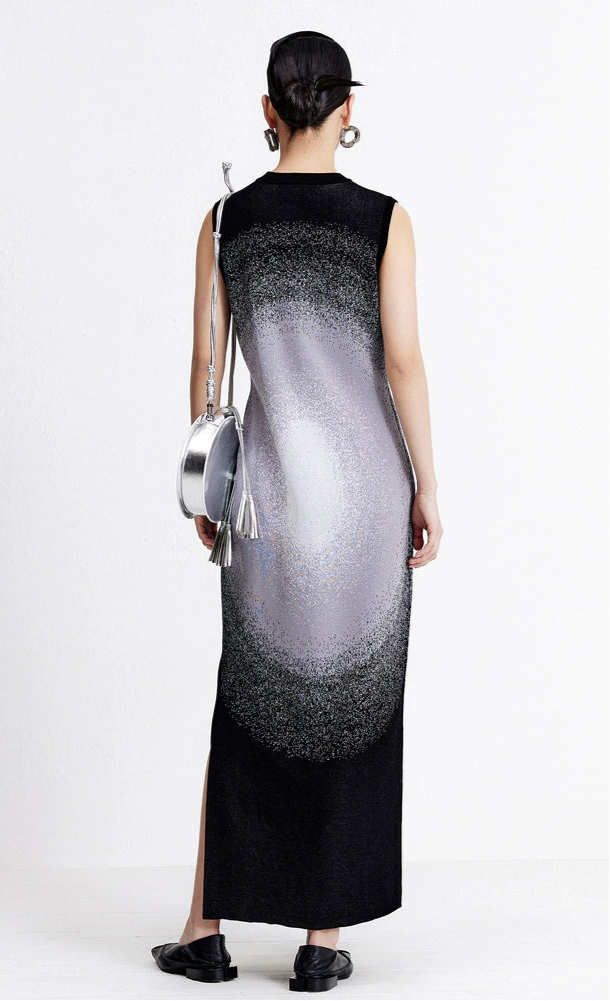 ZHUCHONGYUN Round Opening Jacquard Close-up Sleeveless Dress-GIN.