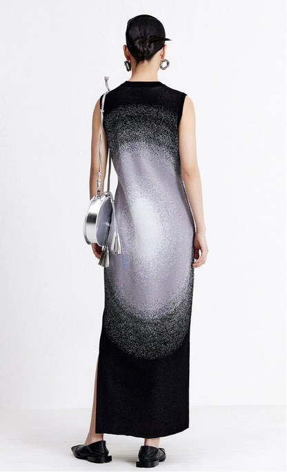 ZHUCHONGYUN Round Opening Jacquard Close-up Sleeveless Dress-GIN.
