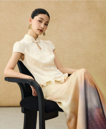 HECO Chinese Acetate Drop Neck Short Sleeve T-Shirt - GAIN.