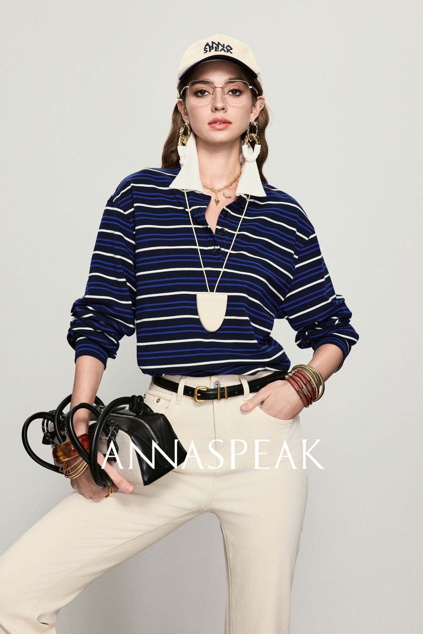 ANNASPEAK color loose striped knit long dress-MUA.