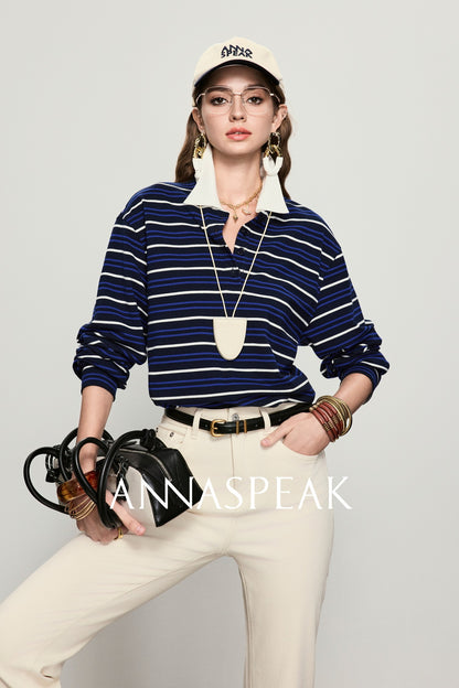 ANNASPEAK color loose striped knit long dress-MUA.
