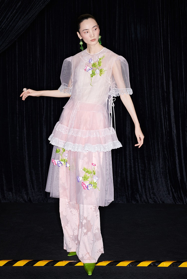 M essential Mackay designer brand mesh hand-painted morning glory vest - SAFE.