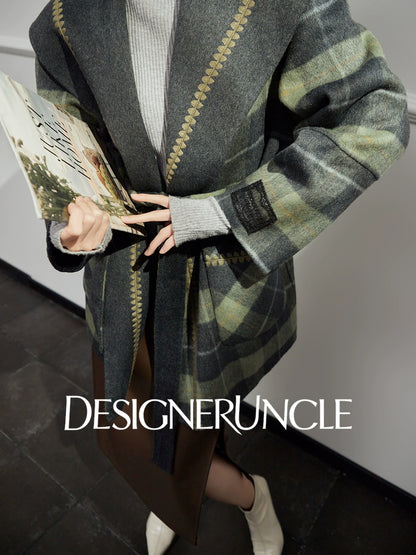 DGU "Daige" green plaid woolen jacket fashion high-end and versatile trend - Skylar.