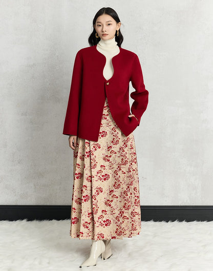 HECO winter double-sided woolen  black red apricot coat women - glory.