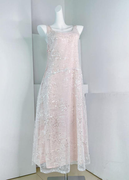 DOLLY Luxury U-Neck Sleeveless Fake Two Piece Midi Swing Dress-KASSIA