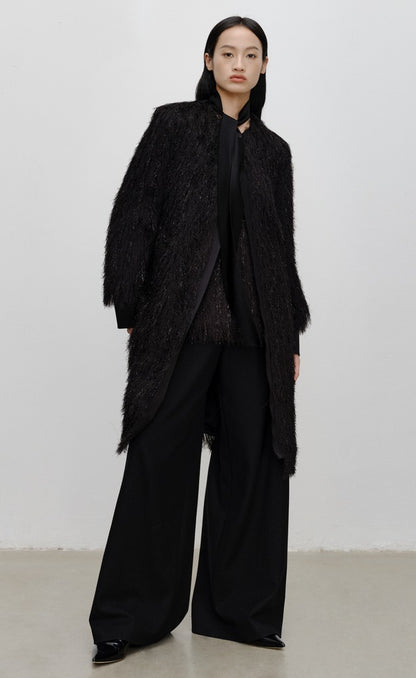 COMME MOI Lu Yan Designer's new women's high-end fringed sequin streamer long jacket - INDIA.