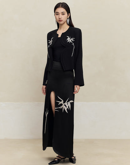 HECO Anti-Wrinkle Acetate black white maxi Skirt Women - where.