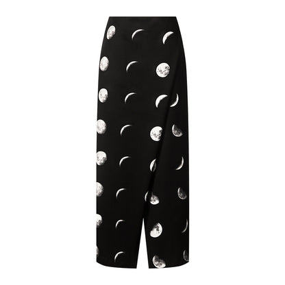 TUYUE moon print black H-shaped slit skirt - JOFREY.