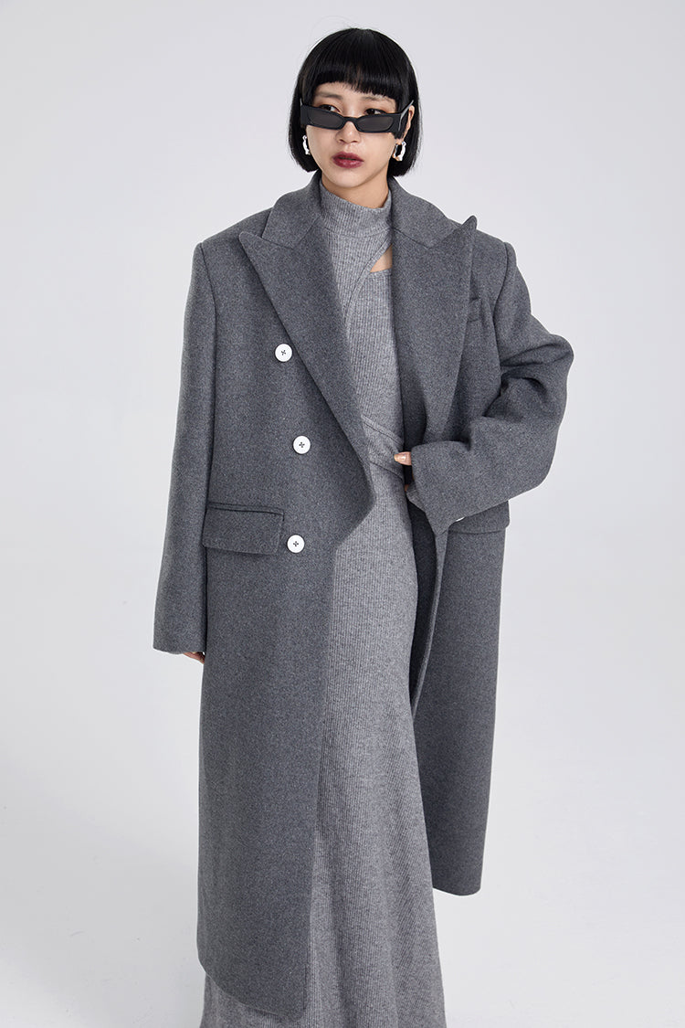 TINY IN Maxi double-breasted women's wool coat jacket - INO