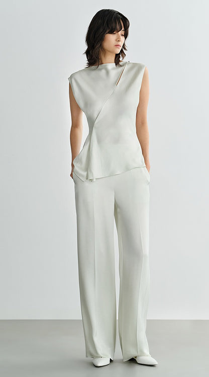 COMME MOI  Acetate Straight Leg green Pants - EMMA.