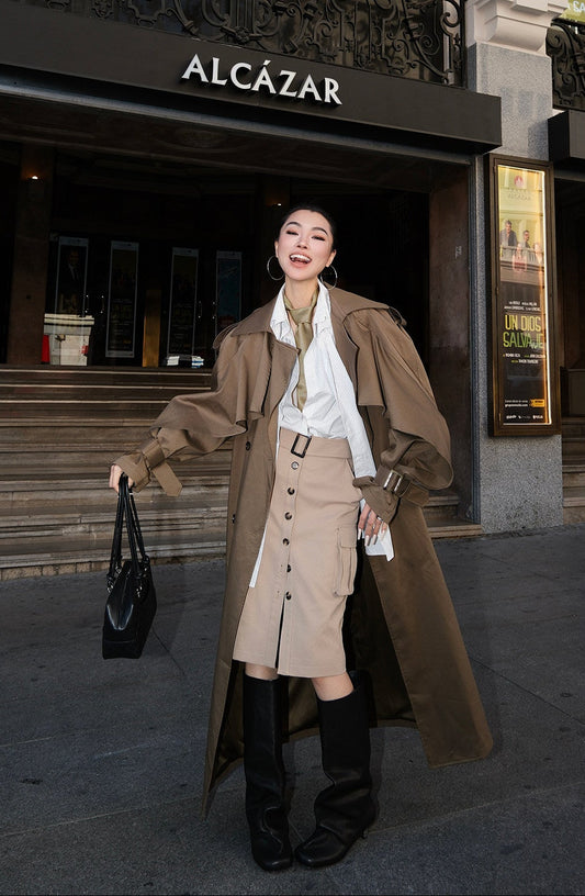 MEI SANGUAN double-breasted design niche trench coat - BRYON