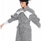FAME autumn new pu leather big bow tweed houndstooth coat - Cara