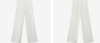 COMME MOI Lv Yan designer summer women's fashion simple white jacquard straight-leg pants - ADDISON.