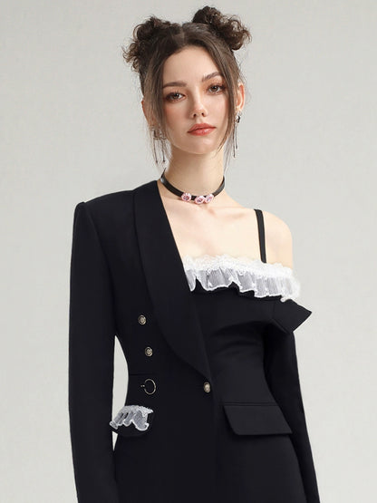 CHECOCRE Stubble Sweet Cool  Design Off-the-Shoulder Fashion Suit Dress - QEEN.