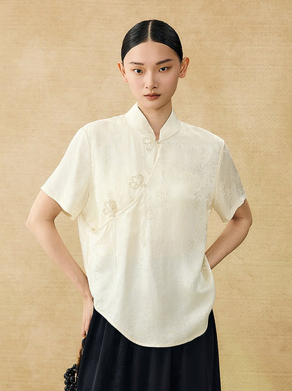 HECO Chinese Handmade Beaded Embroidery Buckle T-Shirt  - MATES .