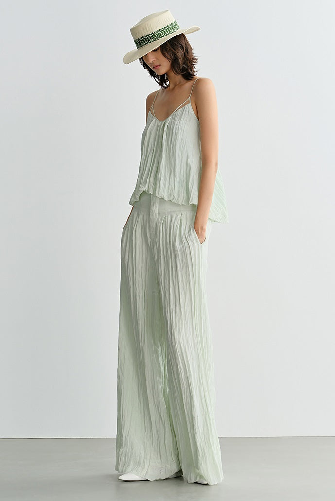 COMME MOI high-waisted pressed pleated wide-leg pant - TOBIAS.