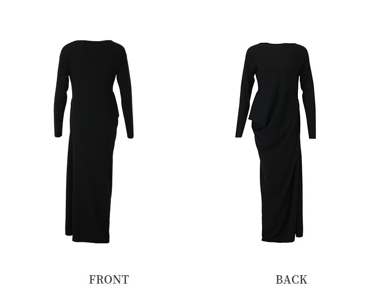ZHUCHONGYUN  black sheep wool slim long knitted dress--SIMI.