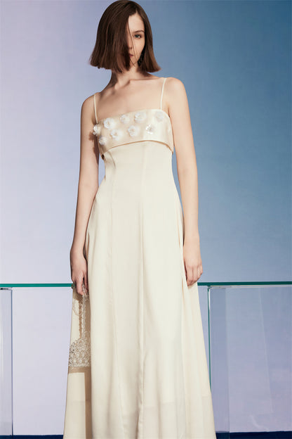 PURITY cocktail beautiful and delicate three-dimensional beaded holiday slip dress- Flower