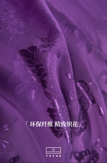 TUYUE Purple Jacquard Casual Straight-leg Pants - SAMUEL.