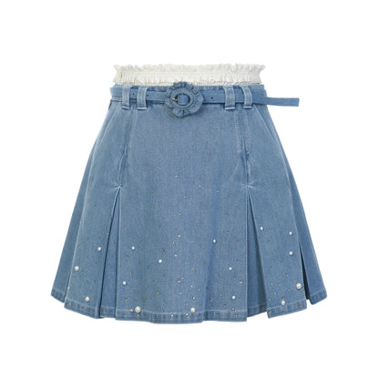 FAME beaded casual denim short skirt - HANNAH