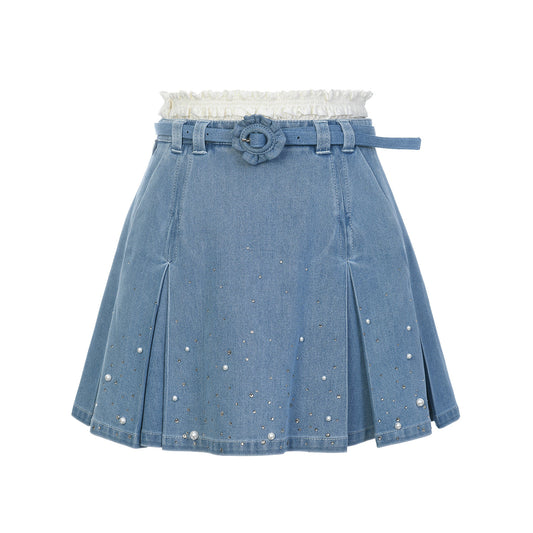 FAME beaded casual denim short skirt - HANNAH