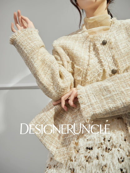 DGU "Shallow Yin" apricot jacket high-end small fragrance temperament design top - Noa.