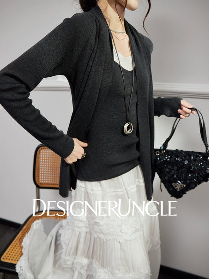 DGU "Moqin" dark flower gray jacket new lazy style design loose cardigan - Avery.