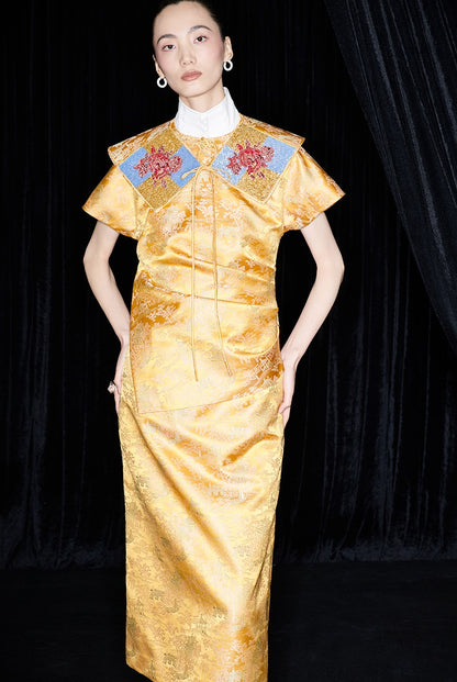 M essential Mackay designer Tan-e jacquard tile beads decorative collar - THANKS.