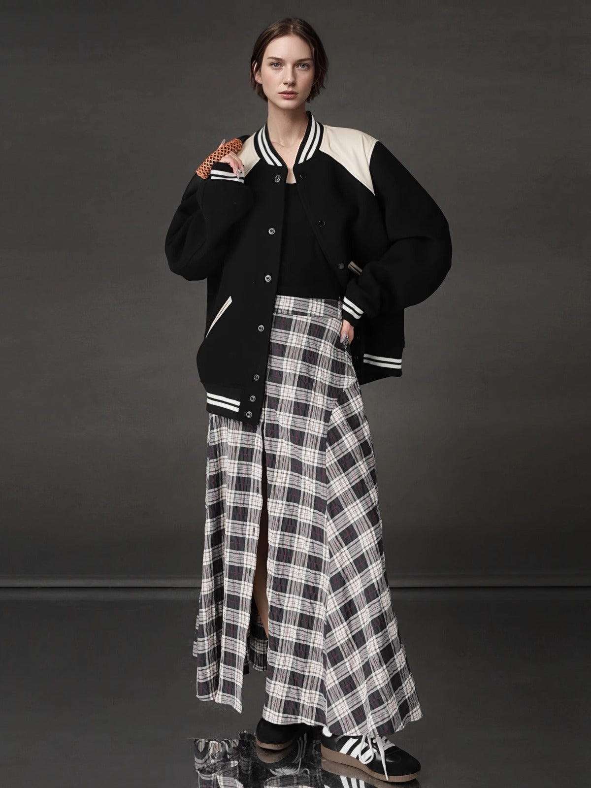 PIAOIN British Style Pattern Design A-Line Women's Fashionable Pleated Skirt -CHARLOTTE