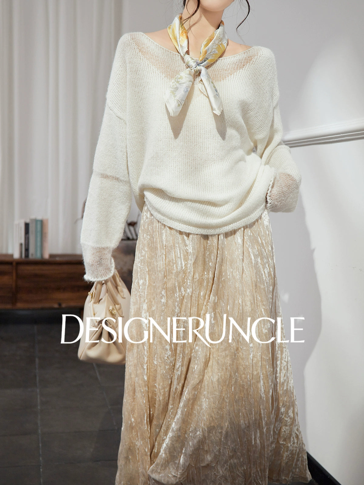 DGU "Soft Light"women's sweater loose and versatile shows thin and lazy knitted jacket - CREW.