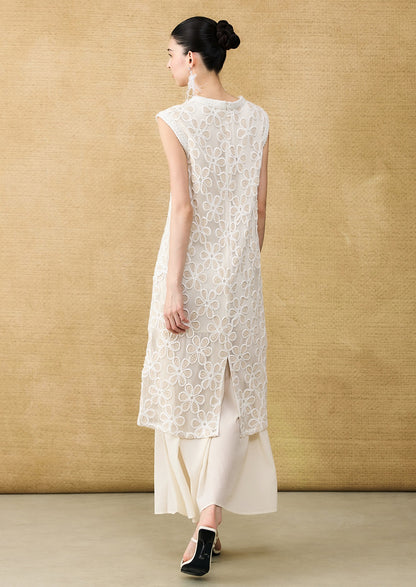 HECO Chinese style two pieces embroidered mesh spliced long dress - MAGIC.